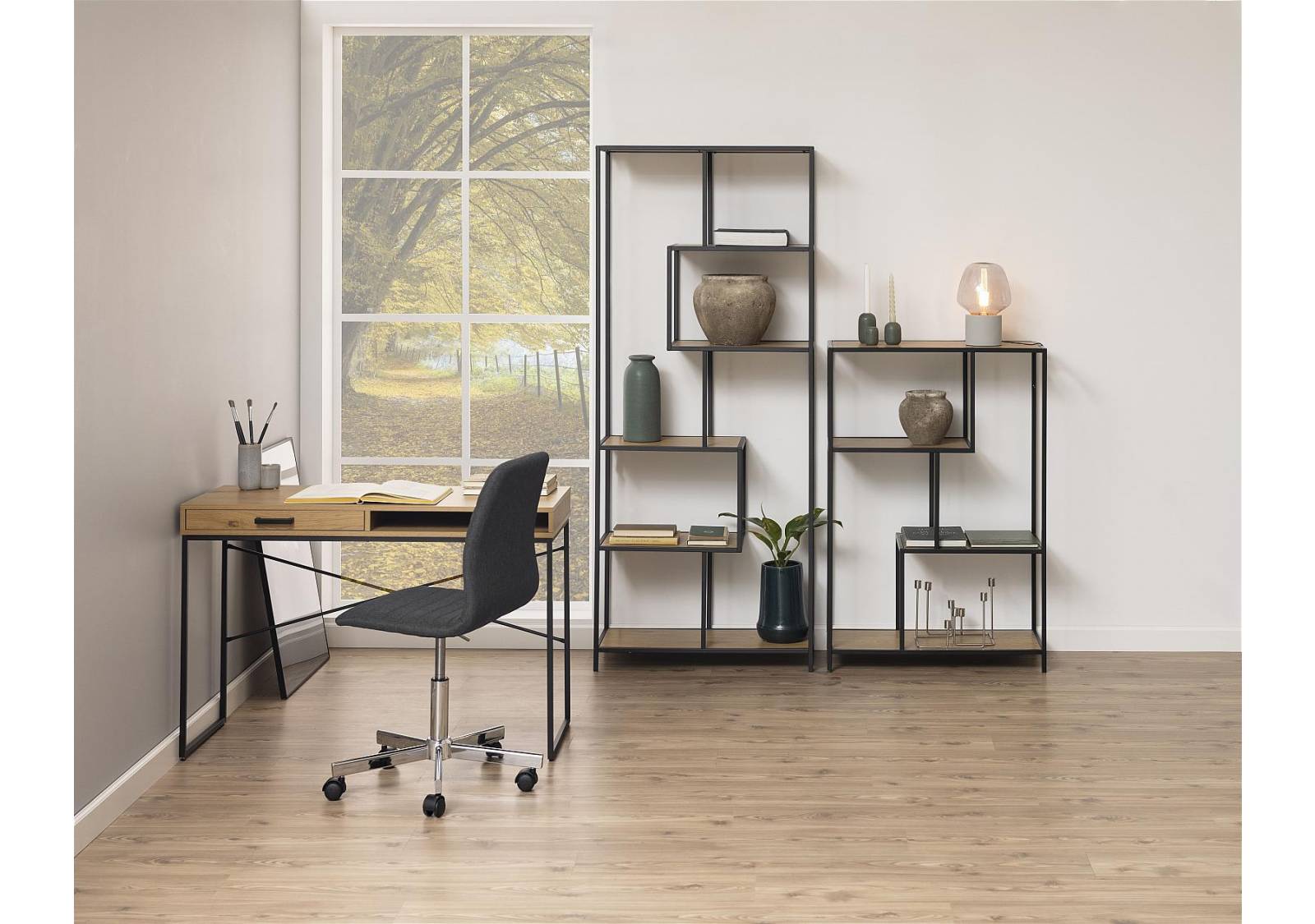 Barrow Clark Hampton 2 Shelf Asymmetric Bookcase Wild Oak